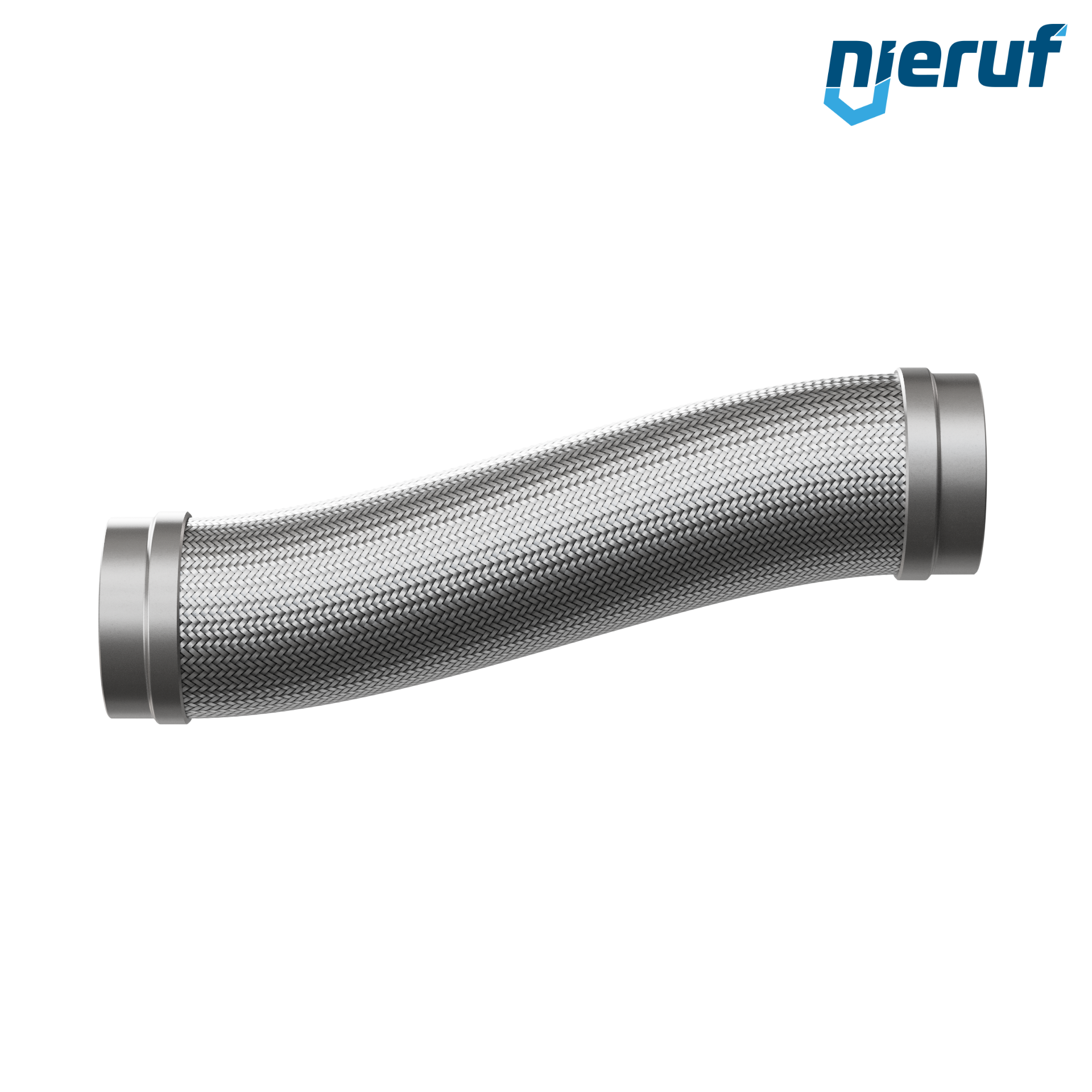 Tuyaux flexible ondulé en acier inoxydable ES01 DN125 - 139.7 mm avec tressage simple et embout à souder Longueur 500 mm