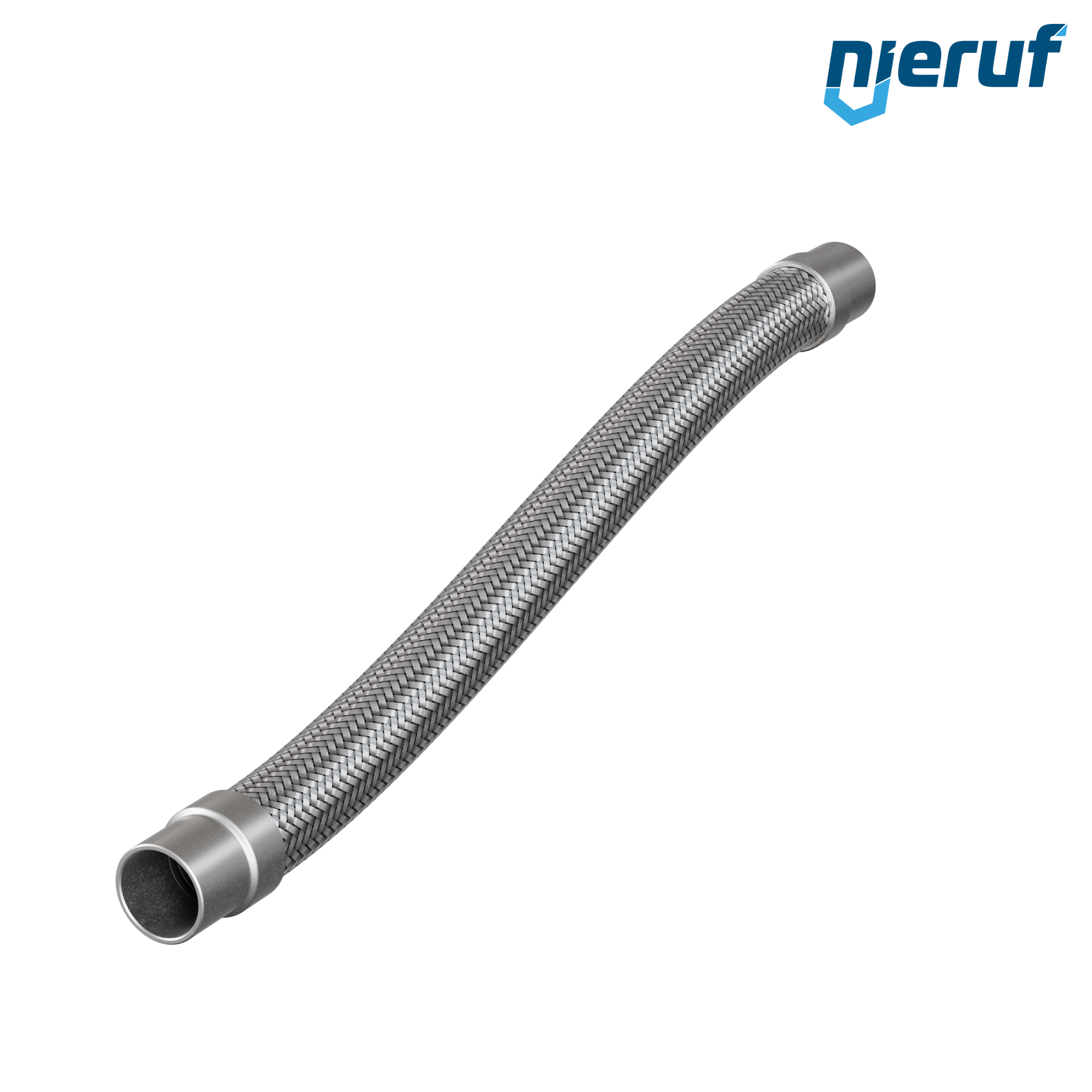 Tuyaux flexible ondulé en acier inoxydable ES01 DN32 - 42.4 mm avec tressage simple et embout à souder Longueur 1000 mm