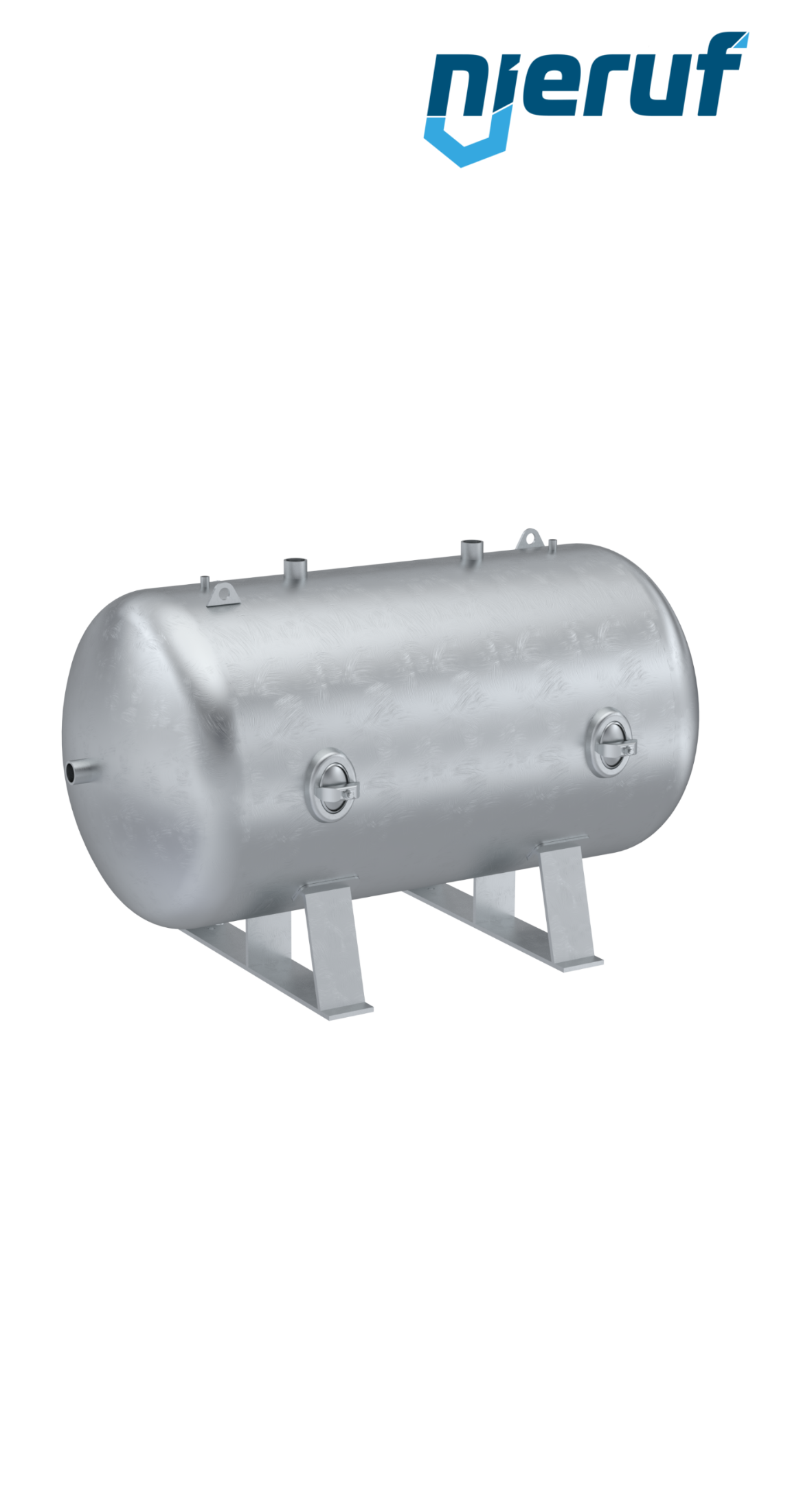 Réservoir haute pression allongé BE02 1500 litres, 0-41 bar, acier galvanisé