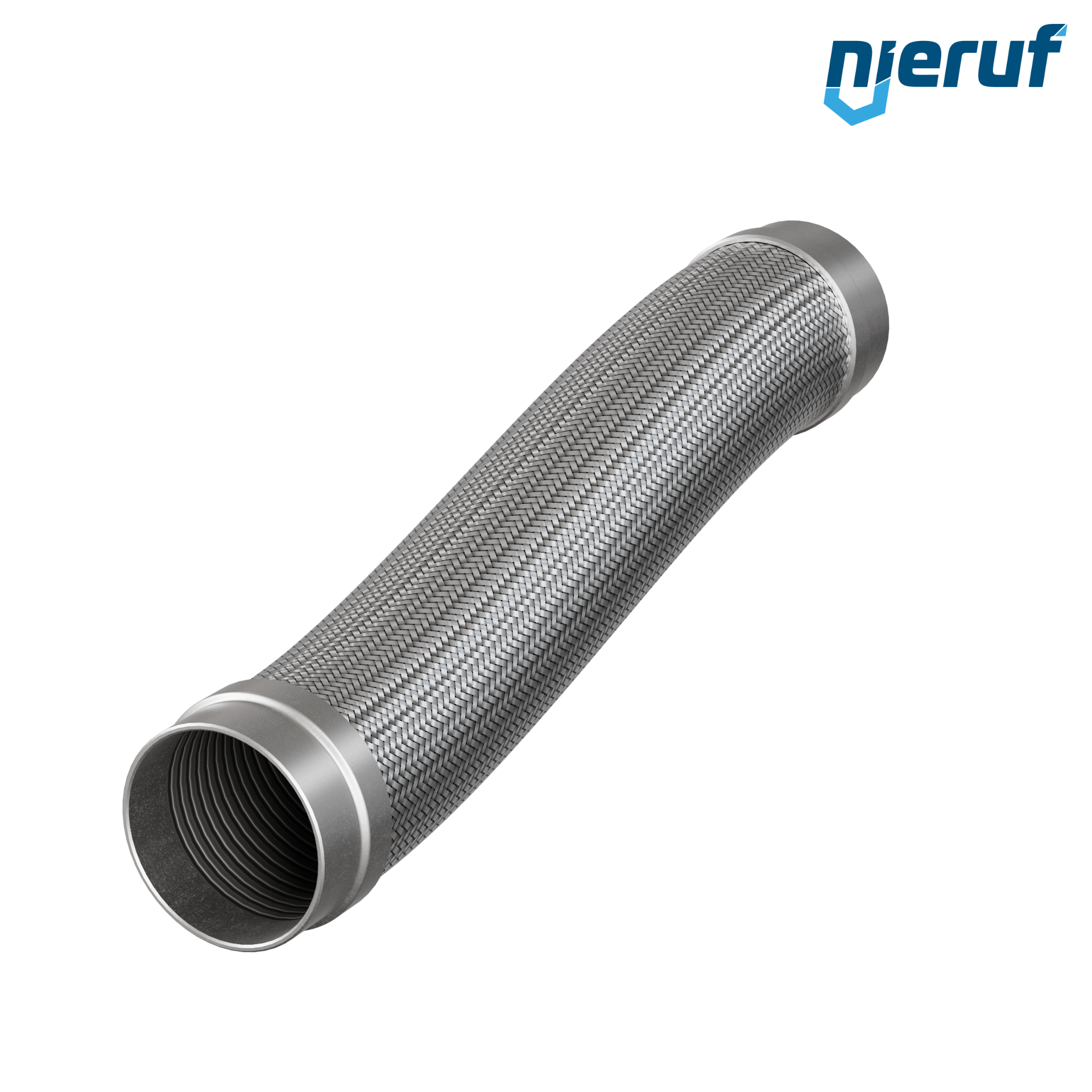 Tuyaux flexible ondulé en acier inoxydable ES01 DN100 - 114.3 mm avec double tressage et embout à souder Longueur 500 mm
