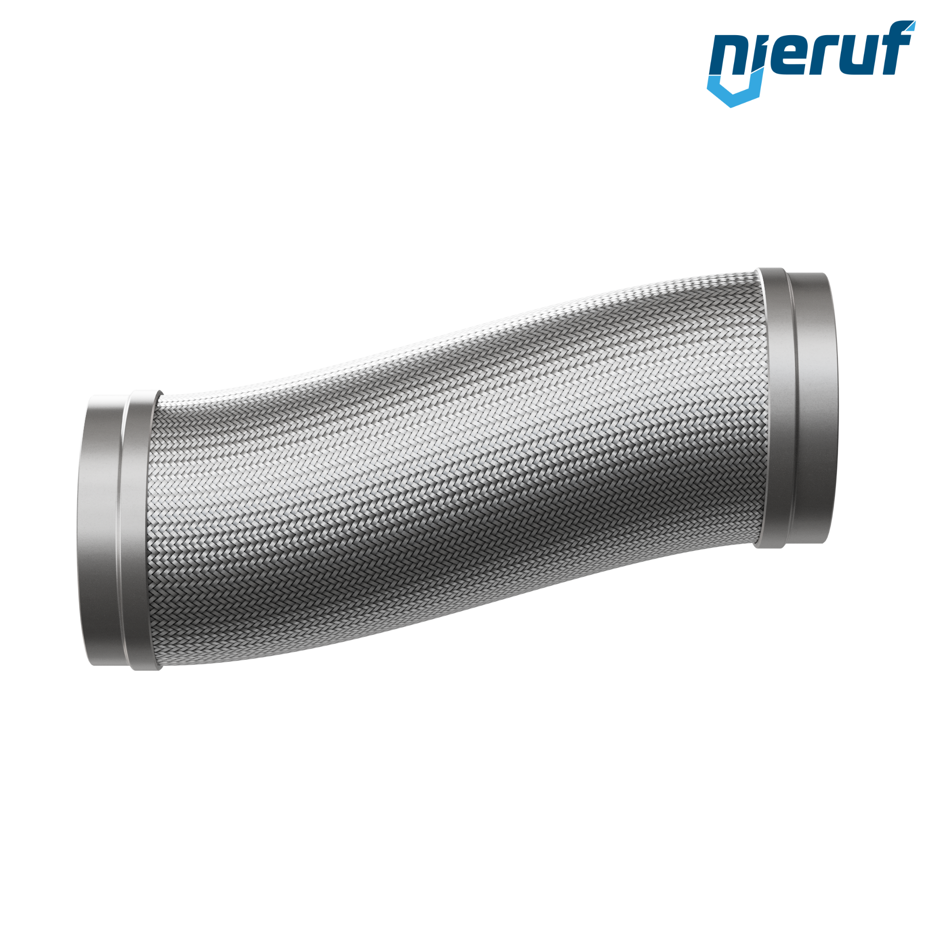 Tuyaux flexible ondulé en acier inoxydable ES01 DN200 - 219.1 mm avec double tressage et embout à souder Longueur 500 mm