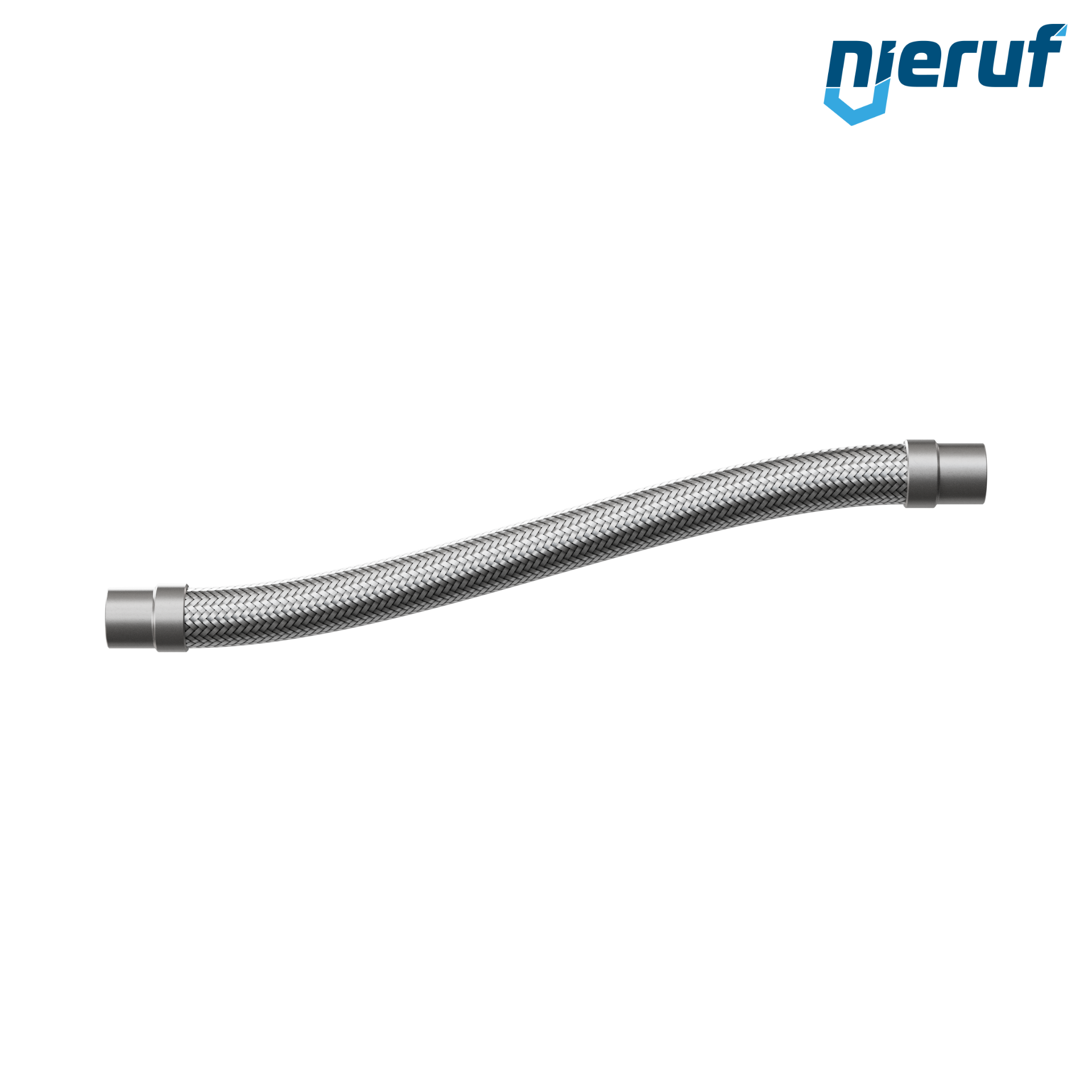 Tuyaux flexible ondulé en acier inoxydable ES01 DN32 - 42.4 mm avec tressage simple et embout à souder Longueur 1000 mm