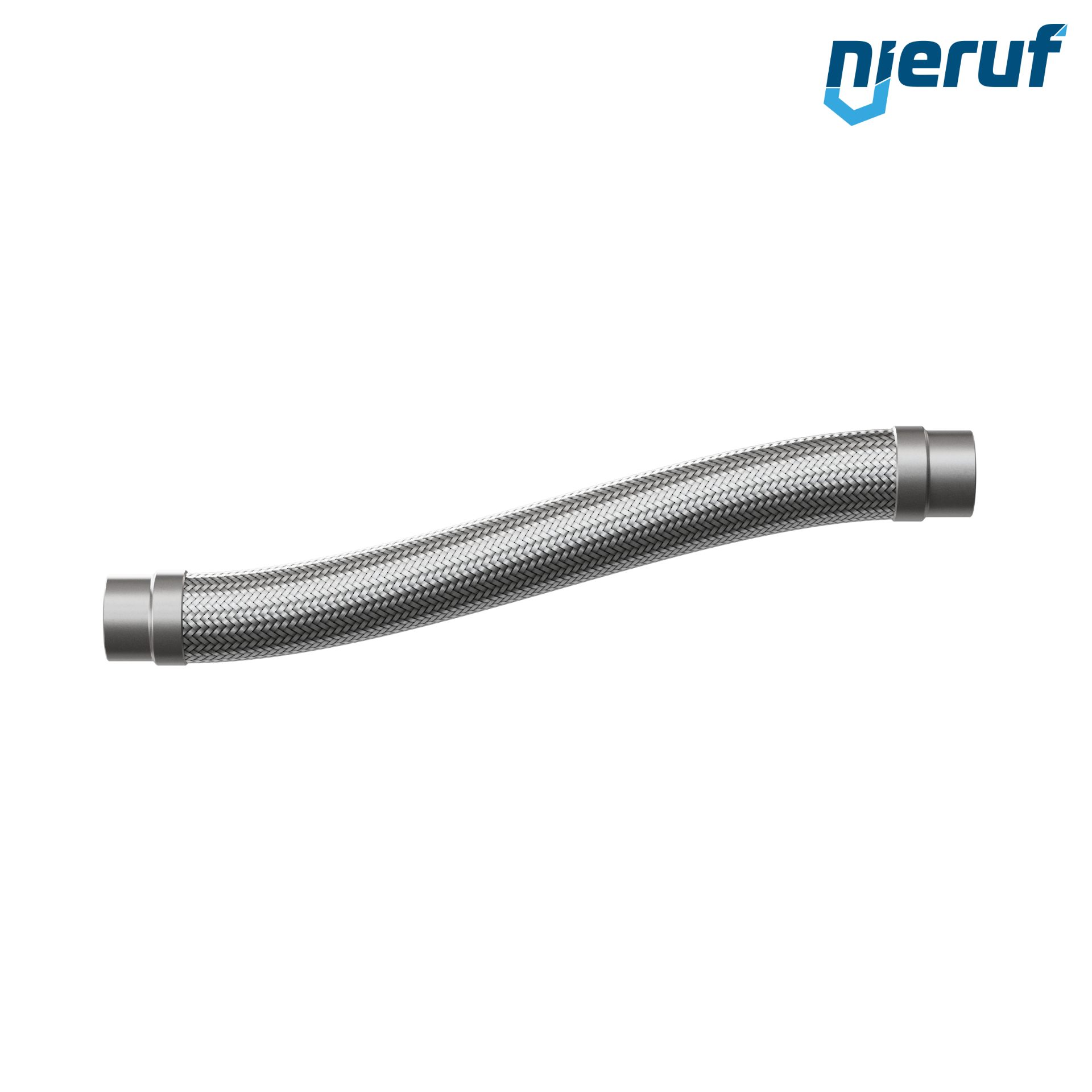 Tuyaux flexible ondulé en acier inoxydable ES01 DN50 - 60.3 mm avec double tressage et embout à souder Longueur 1000 mm