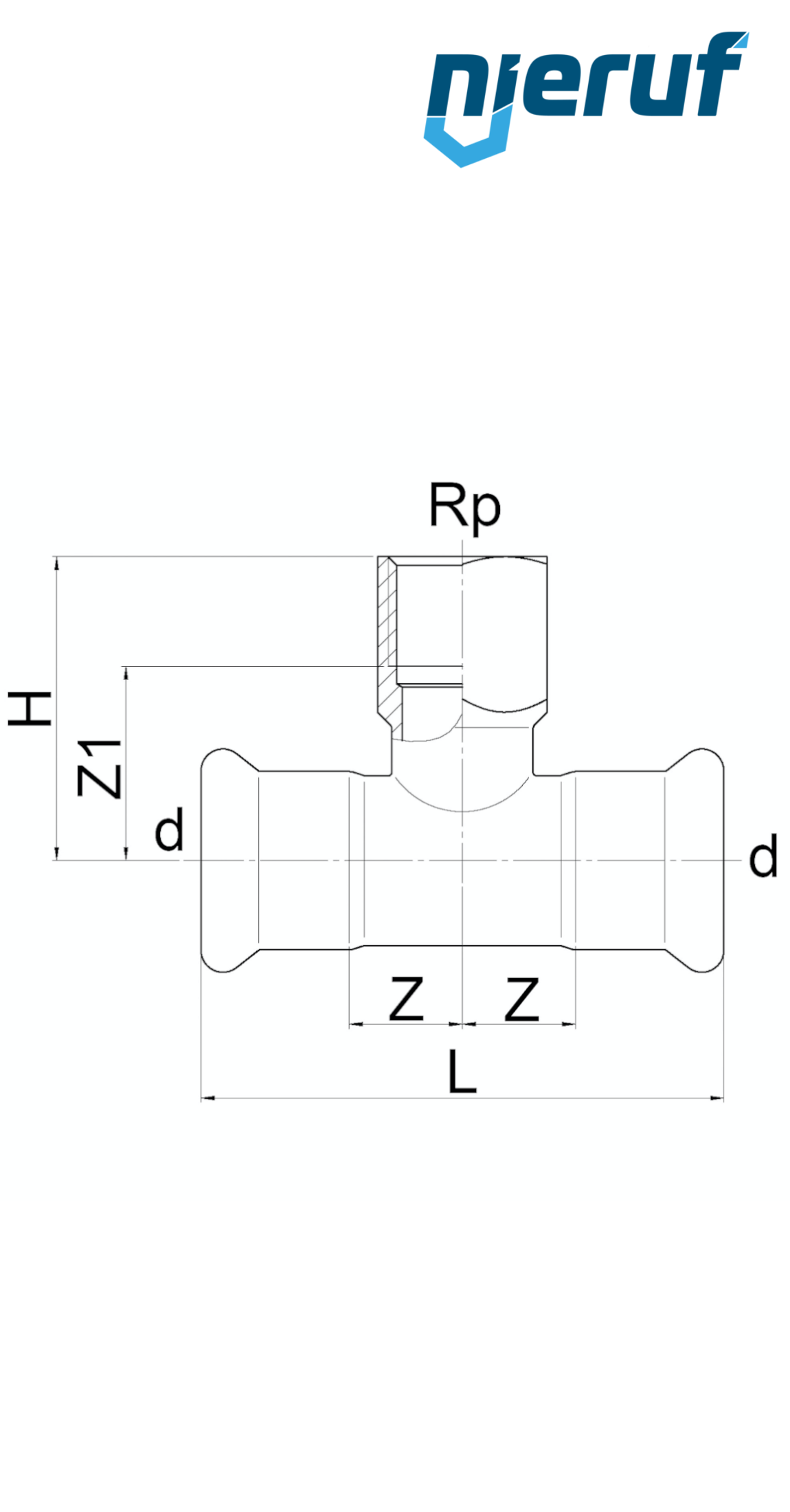 raccord en T à sertir F x F DN12 - 15,0 mm femelle 1/2" pouce acier inoxydable