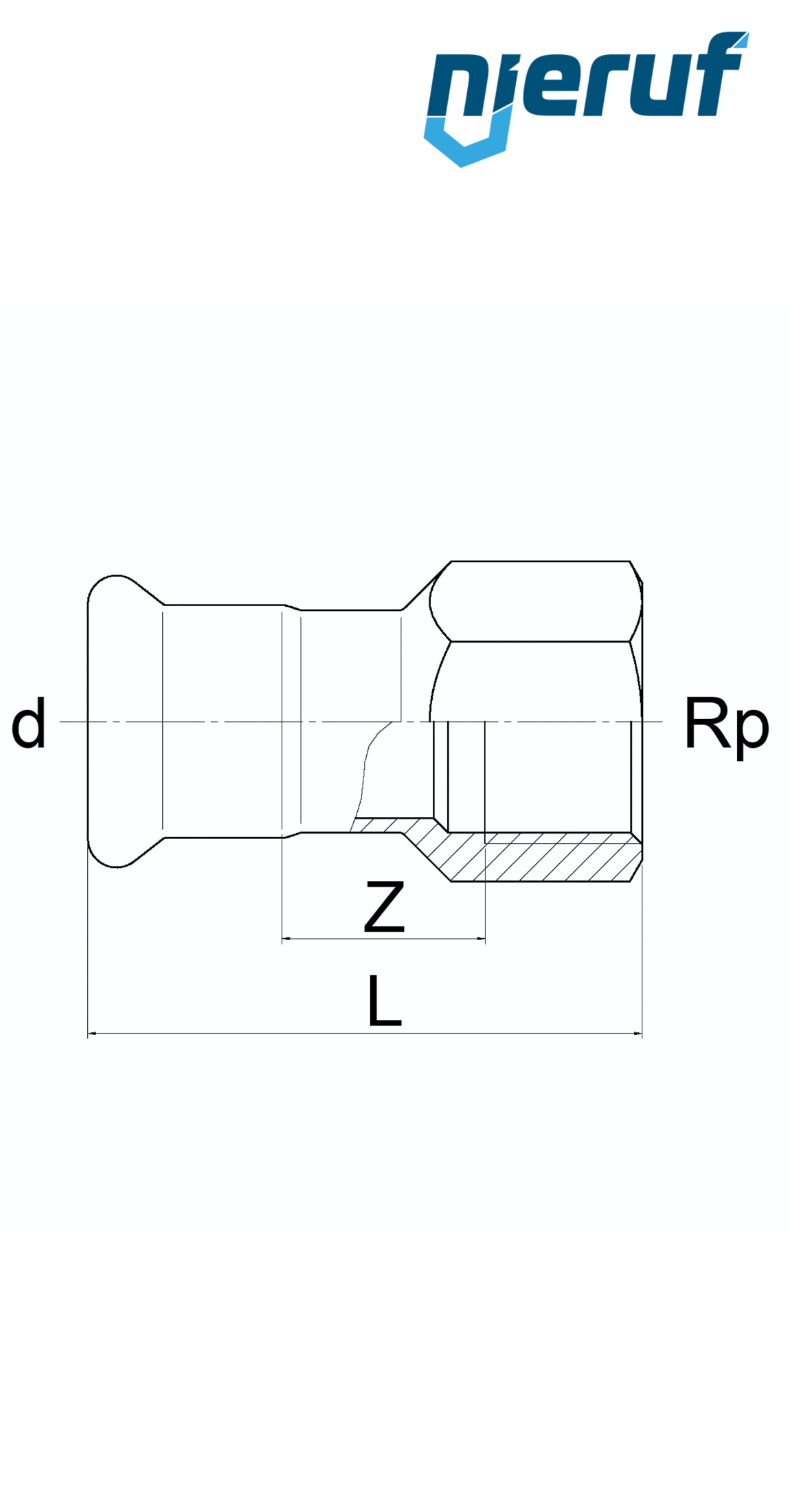 manchon de transition F  DN32 - 35,0 mm femelle 1 1/2" pouce acier inoxydable