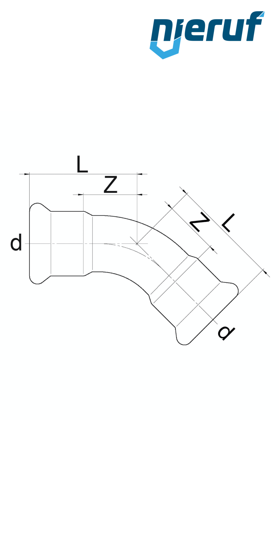 raccord coudé à sertir 45° F x F DN65 - 76,1 mm acier inoxydable