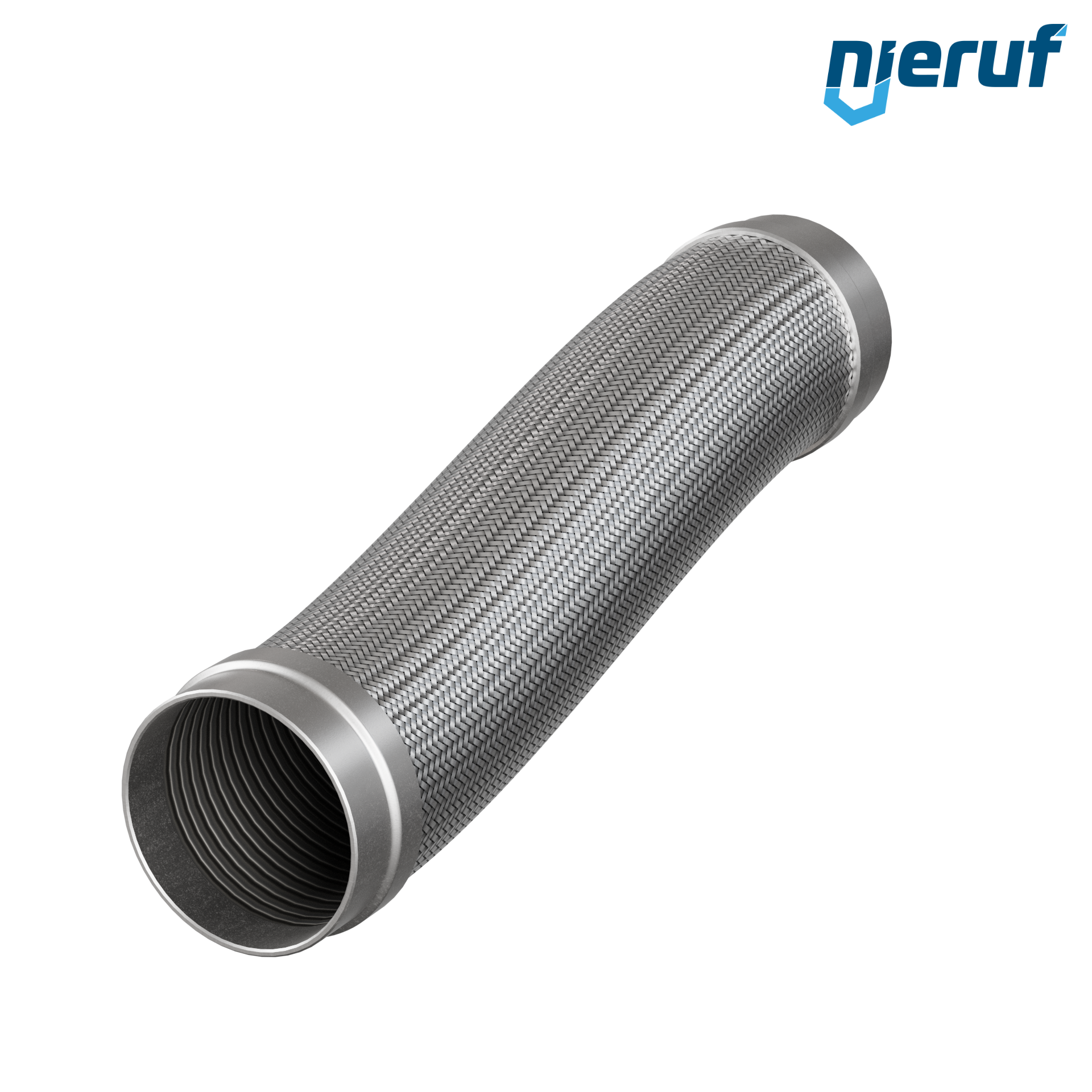 Tuyaux flexible ondulé en acier inoxydable ES01 DN125 - 139.7 mm avec tressage simple et embout à souder Longueur 500 mm