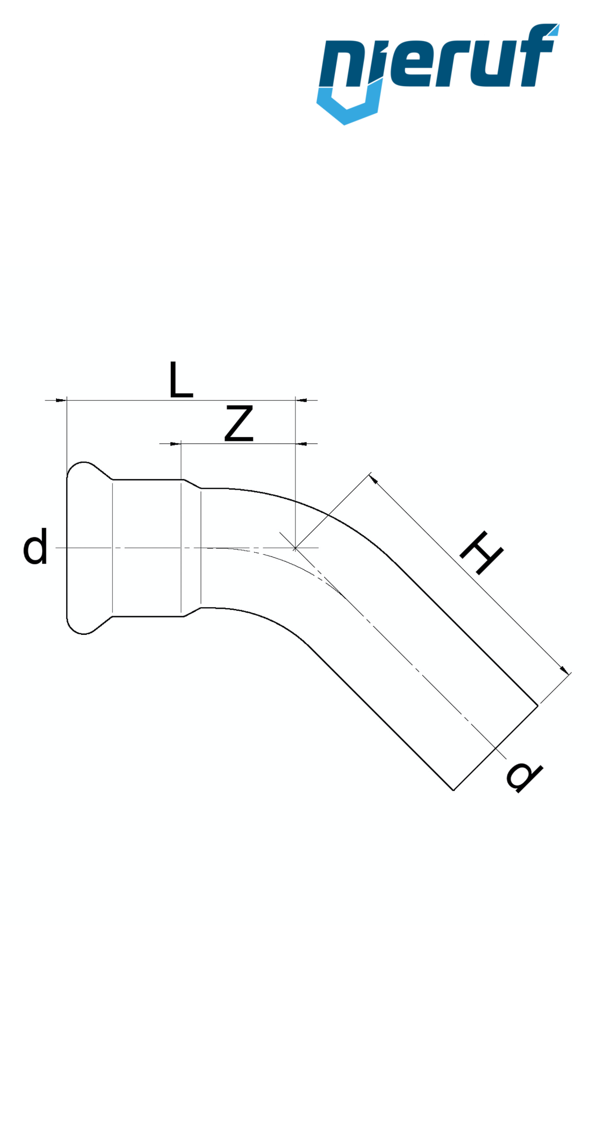 raccord coudé 45° à sertir F x M DN20 - 22,0 mm acier inoxydable