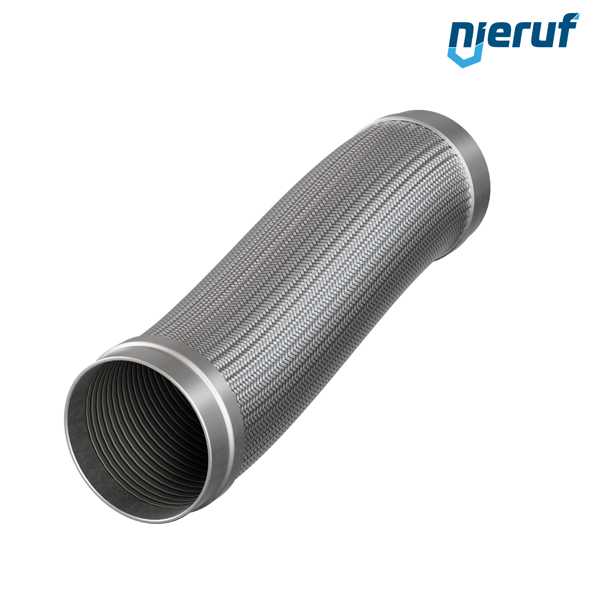 Tuyaux flexible ondulé en acier inoxydable ES01 DN150 - 168.3 mm avec tressage simple et embout à souder Longueur 500 mm
